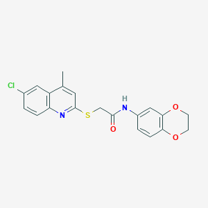 2-[(6-chloro-4-methyl-2-quinolinyl)thio]-N-(2,3-dihydro-1,4-benzodioxin-6-yl)acetamide