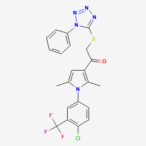 1-{1-[4-chloro-3-(trifluoromethyl)phenyl]-2,5-dimethyl-1H-pyrrol-3-yl}-2-[(1-phenyl-1H-1,2,3,4-tetrazol-5-yl)sulfanyl]ethan-1-one