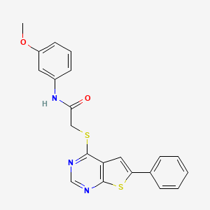 molecular formula C21H17N3O2S2 B3476747 N-(3-methoxyphenyl)-2-[(6-phenylthieno[2,3-d]pyrimidin-4-yl)thio]acetamide 