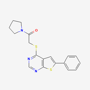 4-{[2-oxo-2-(1-pyrrolidinyl)ethyl]thio}-6-phenylthieno[2,3-d]pyrimidine