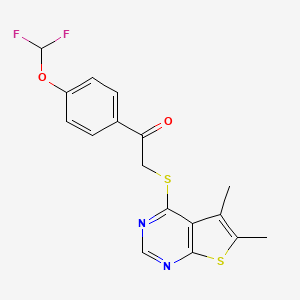 molecular formula C17H14F2N2O2S2 B3476768 1-[4-(difluoromethoxy)phenyl]-2-[(5,6-dimethylthieno[2,3-d]pyrimidin-4-yl)thio]ethanone 