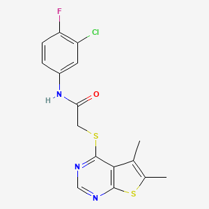 N-(3-chloro-4-fluorophenyl)-2-[(5,6-dimethylthieno[2,3-d]pyrimidin-4-yl)thio]acetamide