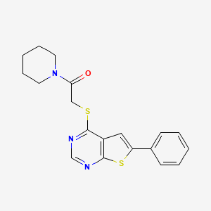 4-{[2-oxo-2-(1-piperidinyl)ethyl]thio}-6-phenylthieno[2,3-d]pyrimidine