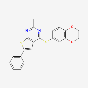 4-(2,3-dihydro-1,4-benzodioxin-6-ylthio)-2-methyl-6-phenylthieno[2,3-d]pyrimidine