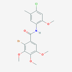 molecular formula C18H19BrClNO5 B3476820 2-bromo-N-(4-chloro-2-methoxy-5-methylphenyl)-3,4,5-trimethoxybenzamide 