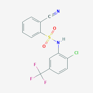 molecular formula C14H8ClF3N2O2S B3476907 N-[2-chloro-5-(trifluoromethyl)phenyl]-2-cyanobenzenesulfonamide 