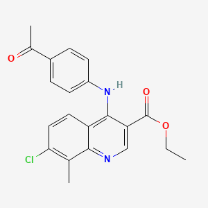 molecular formula C21H19ClN2O3 B3476965 ethyl 4-[(4-acetylphenyl)amino]-7-chloro-8-methyl-3-quinolinecarboxylate 