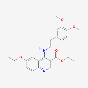 molecular formula C24H28N2O5 B3476980 ethyl 4-{[2-(3,4-dimethoxyphenyl)ethyl]amino}-6-ethoxyquinoline-3-carboxylate 