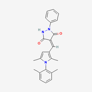 molecular formula C24H23N3O2 B3477100 4-{[1-(2,6-dimethylphenyl)-2,5-dimethyl-1H-pyrrol-3-yl]methylene}-1-phenyl-3,5-pyrazolidinedione 