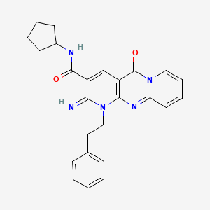 molecular formula C25H25N5O2 B3477114 N-cyclopentyl-2-imino-5-oxo-1-(2-phenylethyl)-1,5-dihydro-2H-dipyrido[1,2-a:2',3'-d]pyrimidine-3-carboxamide 
