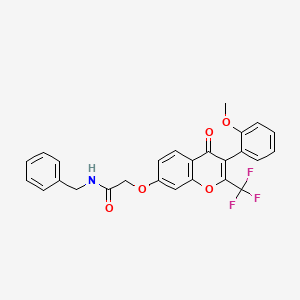 molecular formula C26H20F3NO5 B3477191 N-benzyl-2-{[3-(2-methoxyphenyl)-4-oxo-2-(trifluoromethyl)-4H-chromen-7-yl]oxy}acetamide 