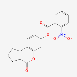 molecular formula C19H13NO6 B3477258 4-oxo-1,2,3,4-tetrahydrocyclopenta[c]chromen-7-yl 2-nitrobenzoate 