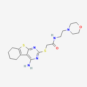 molecular formula C18H25N5O2S2 B3477407 2-[(4-amino-5,6,7,8-tetrahydro[1]benzothieno[2,3-d]pyrimidin-2-yl)thio]-N-[2-(4-morpholinyl)ethyl]acetamide 