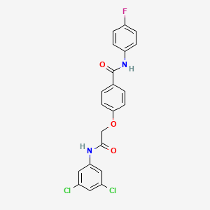 molecular formula C21H15Cl2FN2O3 B3477427 4-{2-[(3,5-dichlorophenyl)amino]-2-oxoethoxy}-N-(4-fluorophenyl)benzamide 