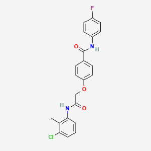 molecular formula C22H18ClFN2O3 B3477428 4-{2-[(3-chloro-2-methylphenyl)amino]-2-oxoethoxy}-N-(4-fluorophenyl)benzamide 