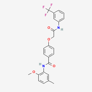 molecular formula C24H21F3N2O4 B3477448 N-(2-methoxy-5-methylphenyl)-4-(2-oxo-2-{[3-(trifluoromethyl)phenyl]amino}ethoxy)benzamide 