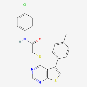 molecular formula C21H16ClN3OS2 B3477497 N-(4-chlorophenyl)-2-{[5-(4-methylphenyl)thieno[2,3-d]pyrimidin-4-yl]thio}acetamide 