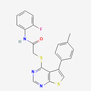 molecular formula C21H16FN3OS2 B3477500 N-(2-fluorophenyl)-2-{[5-(4-methylphenyl)thieno[2,3-d]pyrimidin-4-yl]thio}acetamide 