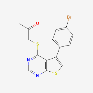 molecular formula C15H11BrN2OS2 B3477516 1-{[5-(4-bromophenyl)thieno[2,3-d]pyrimidin-4-yl]thio}acetone 