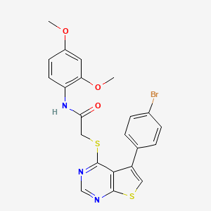 molecular formula C22H18BrN3O3S2 B3477526 2-{[5-(4-bromophenyl)thieno[2,3-d]pyrimidin-4-yl]thio}-N-(2,4-dimethoxyphenyl)acetamide 