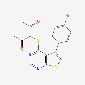 molecular formula C17H13BrN2O2S2 B3477542 3-{[5-(4-bromophenyl)thieno[2,3-d]pyrimidin-4-yl]thio}-2,4-pentanedione 