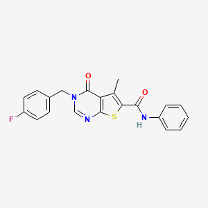 molecular formula C21H16FN3O2S B3477555 3-(4-fluorobenzyl)-5-methyl-4-oxo-N-phenyl-3,4-dihydrothieno[2,3-d]pyrimidine-6-carboxamide 