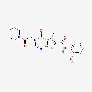 molecular formula C22H24N4O4S B3477578 N-(2-methoxyphenyl)-5-methyl-4-oxo-3-[2-oxo-2-(1-piperidinyl)ethyl]-3,4-dihydrothieno[2,3-d]pyrimidine-6-carboxamide 