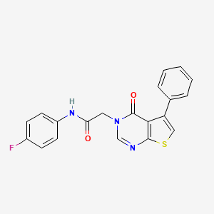 molecular formula C20H14FN3O2S B3477595 N-(4-fluorophenyl)-2-(4-oxo-5-phenylthieno[2,3-d]pyrimidin-3(4H)-yl)acetamide 