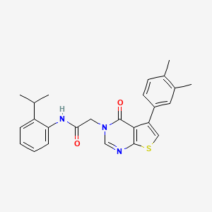 molecular formula C25H25N3O2S B3477652 2-[5-(3,4-dimethylphenyl)-4-oxothieno[2,3-d]pyrimidin-3(4H)-yl]-N-(2-isopropylphenyl)acetamide 