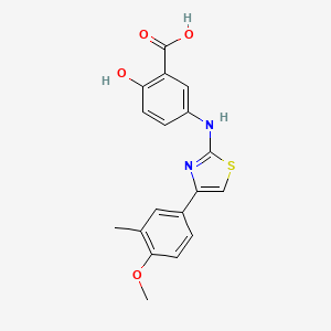 molecular formula C18H16N2O4S B3477740 2-hydroxy-5-{[4-(4-methoxy-3-methylphenyl)-1,3-thiazol-2-yl]amino}benzoic acid 