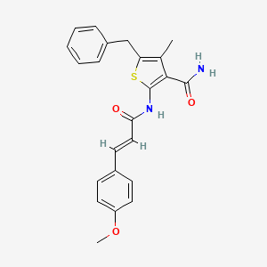 molecular formula C23H22N2O3S B3477752 5-benzyl-2-{[3-(4-methoxyphenyl)acryloyl]amino}-4-methyl-3-thiophenecarboxamide 