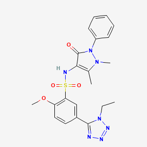 molecular formula C21H23N7O4S B3477755 N-(1,5-dimethyl-3-oxo-2-phenyl-2,3-dihydro-1H-pyrazol-4-yl)-5-(1-ethyl-1H-tetrazol-5-yl)-2-methoxybenzenesulfonamide 