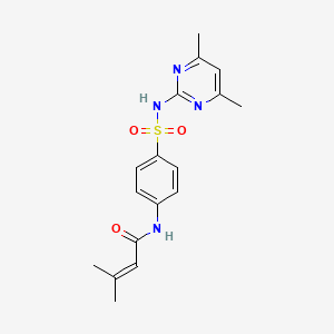 molecular formula C17H20N4O3S B3477848 N-(4-{[(4,6-dimethyl-2-pyrimidinyl)amino]sulfonyl}phenyl)-3-methyl-2-butenamide 