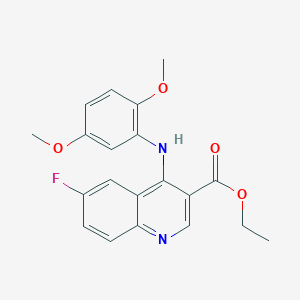 molecular formula C20H19FN2O4 B3477872 ethyl 4-[(2,5-dimethoxyphenyl)amino]-6-fluoro-3-quinolinecarboxylate 