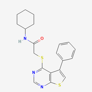 molecular formula C20H21N3OS2 B3477922 N-cyclohexyl-2-[(5-phenylthieno[2,3-d]pyrimidin-4-yl)thio]acetamide 