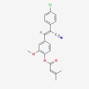 molecular formula C21H18ClNO3 B3477923 4-[2-(4-chlorophenyl)-2-cyanovinyl]-2-methoxyphenyl 3-methyl-2-butenoate 