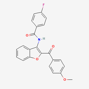 molecular formula C23H16FNO4 B3477929 4-fluoro-N-[2-(4-methoxybenzoyl)-1-benzofuran-3-yl]benzamide 