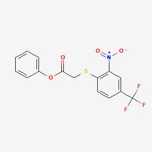 molecular formula C15H10F3NO4S B3477954 phenyl {[2-nitro-4-(trifluoromethyl)phenyl]thio}acetate 
