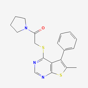 molecular formula C19H19N3OS2 B3478037 6-methyl-4-{[2-oxo-2-(1-pyrrolidinyl)ethyl]thio}-5-phenylthieno[2,3-d]pyrimidine 