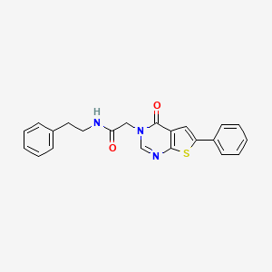 molecular formula C22H19N3O2S B3478057 2-(4-oxo-6-phenylthieno[2,3-d]pyrimidin-3(4H)-yl)-N-(2-phenylethyl)acetamide 