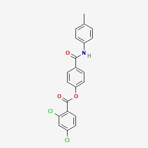molecular formula C21H15Cl2NO3 B3478187 4-{[(4-methylphenyl)amino]carbonyl}phenyl 2,4-dichlorobenzoate 