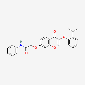 2-[4-oxo-3-(2-propan-2-ylphenoxy)chromen-7-yl]oxy-N-phenylacetamide