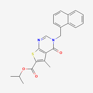 molecular formula C22H20N2O3S B3478378 isopropyl 5-methyl-3-(1-naphthylmethyl)-4-oxo-3,4-dihydrothieno[2,3-d]pyrimidine-6-carboxylate 