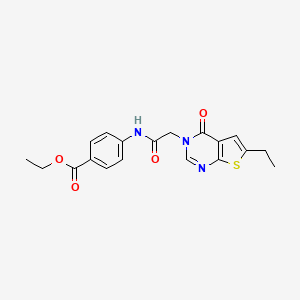 molecular formula C19H19N3O4S B3478409 ethyl 4-{[(6-ethyl-4-oxothieno[2,3-d]pyrimidin-3(4H)-yl)acetyl]amino}benzoate 