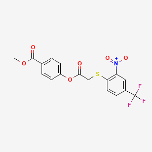 molecular formula C17H12F3NO6S B3478525 methyl 4-[({[2-nitro-4-(trifluoromethyl)phenyl]thio}acetyl)oxy]benzoate 