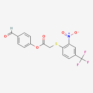 molecular formula C16H10F3NO5S B3478533 4-formylphenyl {[2-nitro-4-(trifluoromethyl)phenyl]thio}acetate 