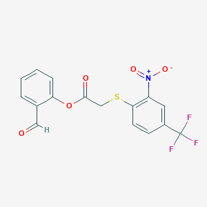 molecular formula C16H10F3NO5S B3478543 2-formylphenyl {[2-nitro-4-(trifluoromethyl)phenyl]thio}acetate 