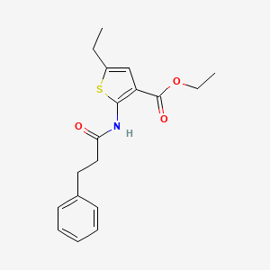 molecular formula C18H21NO3S B3478582 ethyl 5-ethyl-2-[(3-phenylpropanoyl)amino]-3-thiophenecarboxylate 