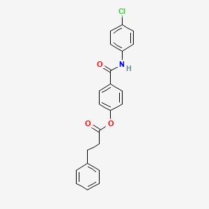 molecular formula C22H18ClNO3 B3478595 4-{[(4-chlorophenyl)amino]carbonyl}phenyl 3-phenylpropanoate 