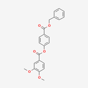 molecular formula C23H20O6 B3478613 4-[(benzyloxy)carbonyl]phenyl 3,4-dimethoxybenzoate 